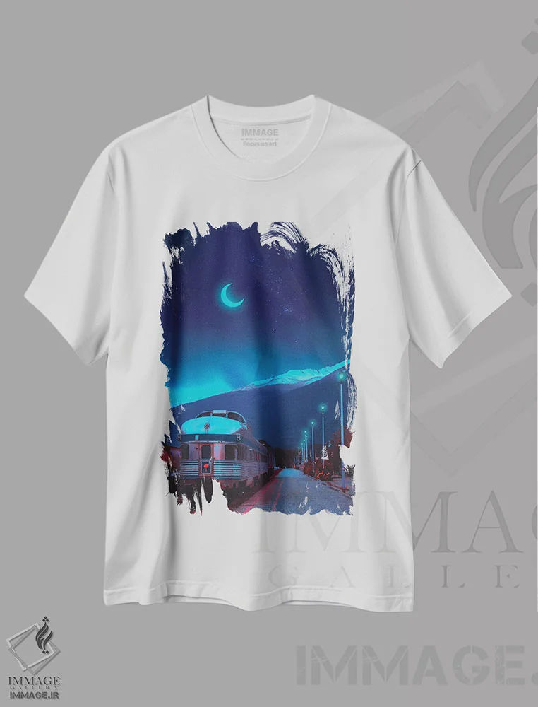 تیشرت سفید طرح دار جهان های نئون ۱۳، عکاسی ترکیبی اثر دانر اوروزکو | فروشگاه ایماژ