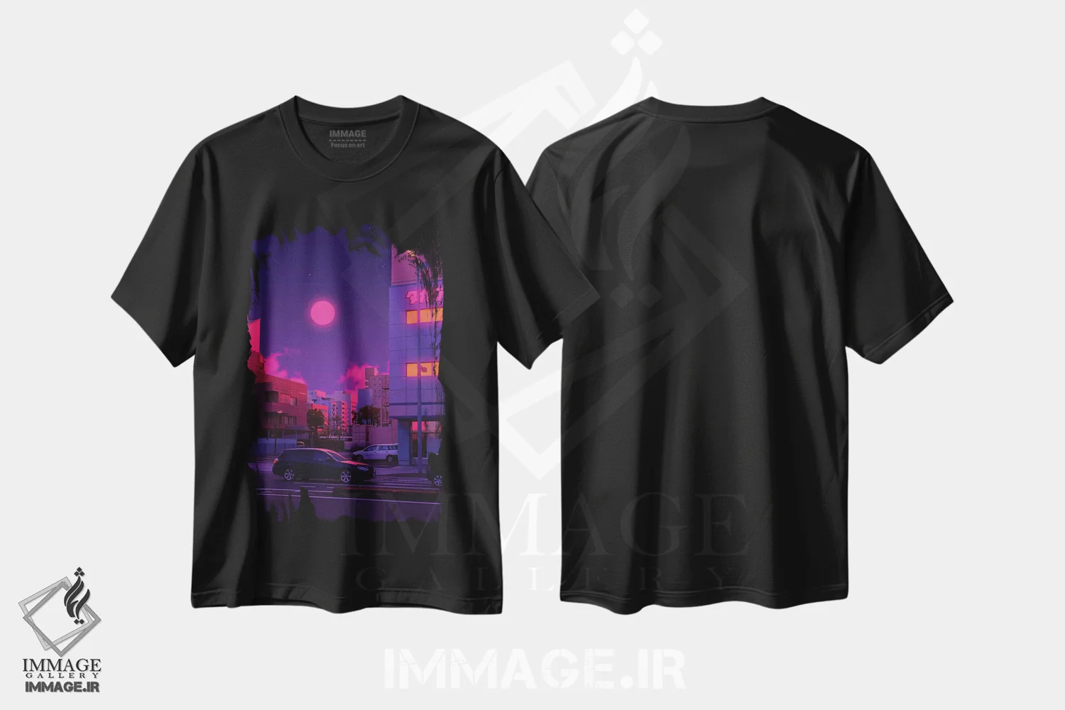 تیشرت مشکی طرح دار جهان های نئون ۱۱، عکاسی ترکیبی اثر دانر اوروزکو | فروشگاه ایماژ