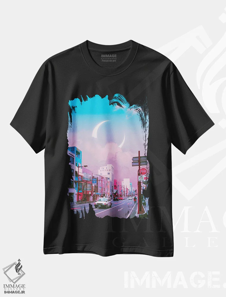 تیشرت مشکی طرح دار انیمه در برابر واقعیت ۷، عکاسی ترکیبی اثر دانر اوروزکو | فروشگاه ایماژ