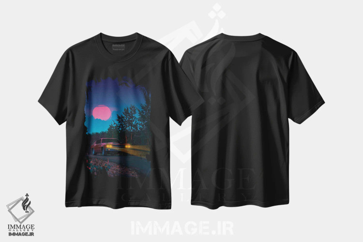 تیشرت مشکی طرح دار رانندگی شبانه، عکاسی ترکیبی اثر دانر اوروزکو | فروشگاه ایماژ