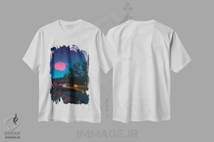 تیشرت سفید طرح دار رانندگی شبانه، عکاسی ترکیبی اثر دانر اوروزکو | immage.ir