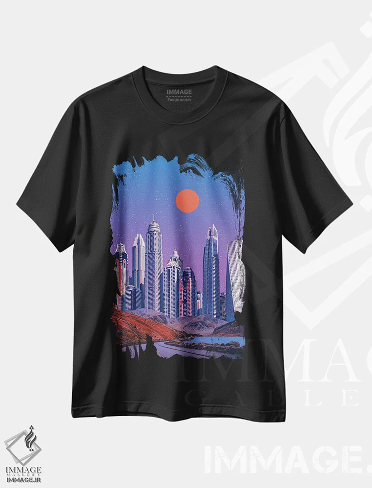 تیشرت مشکی طرح دار بهشت شبانه ۲، عکاسی ترکیبی اثر دانر اوروزکو | immage.ir