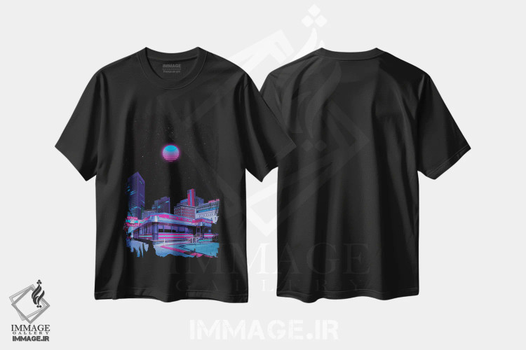 تیشرت مشکی طرح دار بهشت شبانه ۴، عکاسی ترکیبی اثر دانر اوروزکو | فروشگاه ایماژ