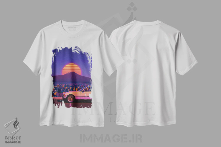 تیشرت سفید طرح دار شهر اوت ران ۱، عکاسی ترکیبی اثر دانر اوروزکو | فروشگاه ایماژ