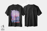 تیشرت مشکی طرح دار شهر پاستلی، عکاسی ترکیبی اثر دانر اوروزکو | فروشگاه ایماژ