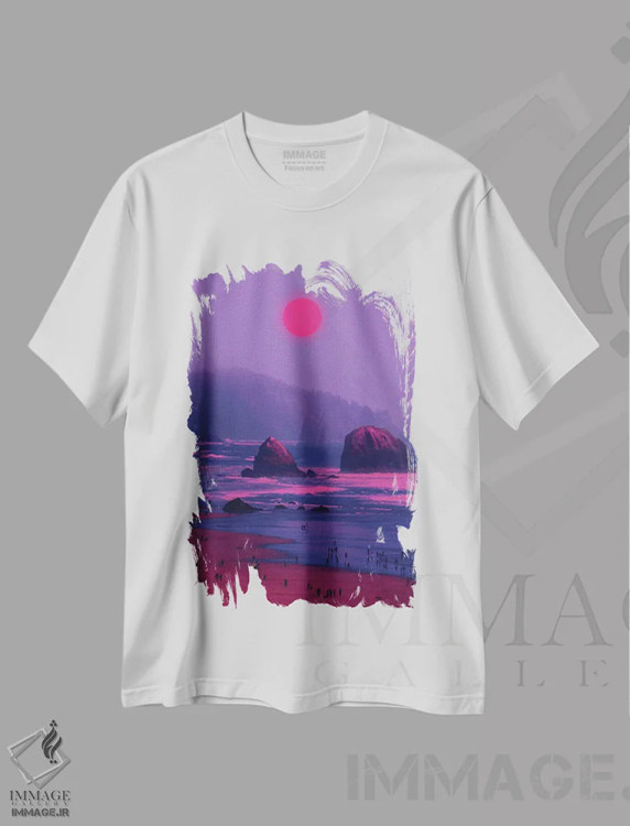 تیشرت سفید طرح دار غروب ۲، عکاسی ترکیبی اثر دانر اوروزکو | immage.ir