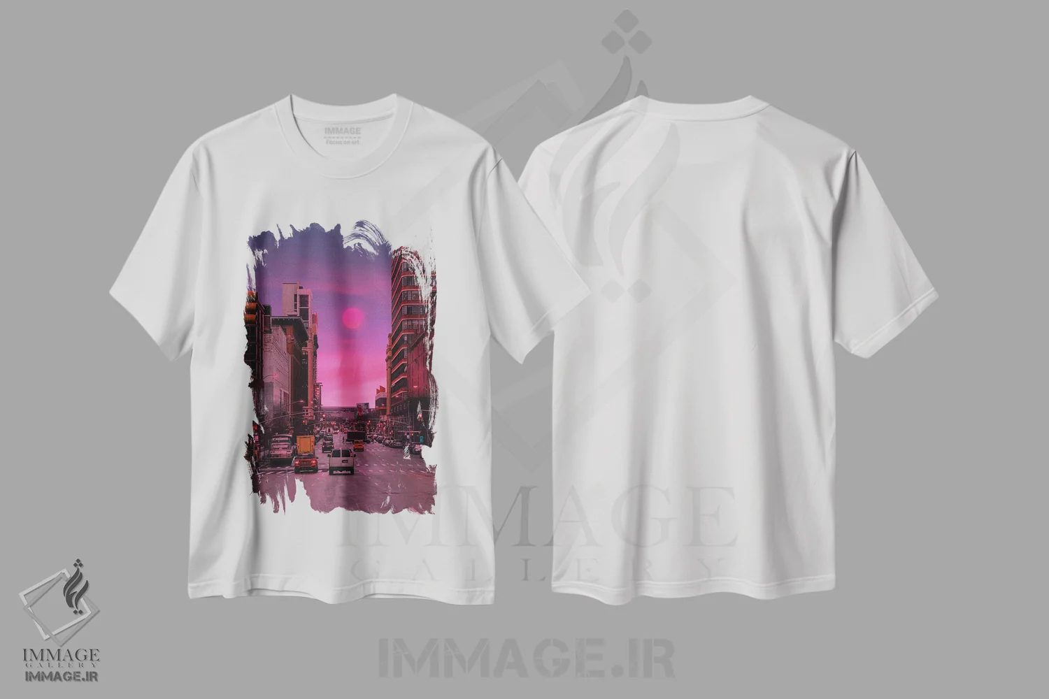 تیشرت سفید طرح دار غروب ۴، عکاسی ترکیبی اثر دانر اوروزکو | فروشگاه ایماژ