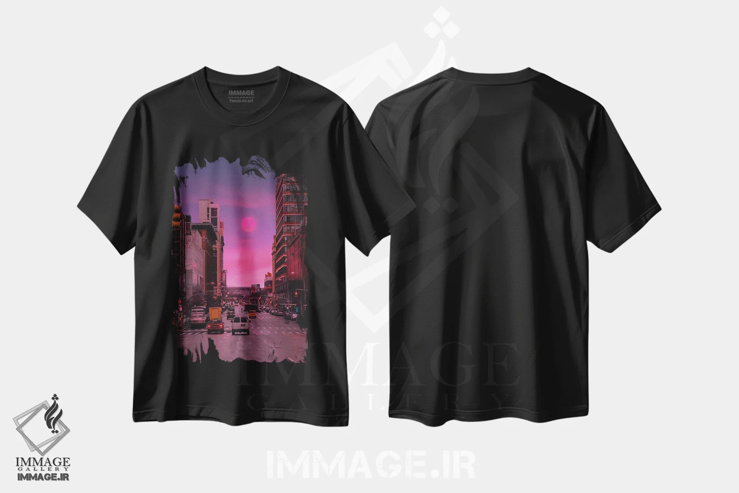 تیشرت مشکی طرح دار غروب ۴، عکاسی ترکیبی اثر دانر اوروزکو | immage.ir