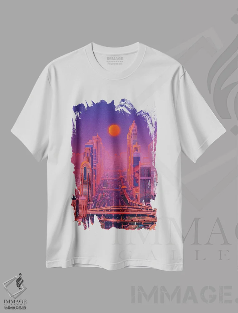 تیشرت سفید طرح دار غروب ۵، عکاسی ترکیبی اثر دانر اوروزکو | immage.ir