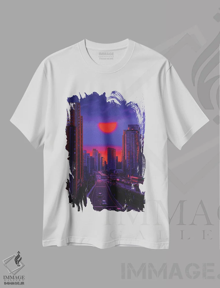 تیشرت سفید طرح دار غروب ۸، عکاسی ترکیبی اثر دانر اوروزکو | immage.ir