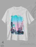 تیشرت سفید طرح دار توکیو شهر پاستلی، عکاسی ترکیبی اثر دانر اوروزکو | فروشگاه ایماژ