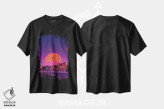تیشرت مشکی طرح دار غروب بخارویو ۵، عکاسی ترکیبی اثر دانر اوروزکو | فروشگاه ایماژ