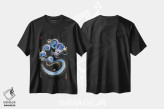 تیشرت مشکی طرح دار اژدهای آبی نگهبان، دکور آسیایی اثر دراگون وان-استروک | فروشگاه ایماژ