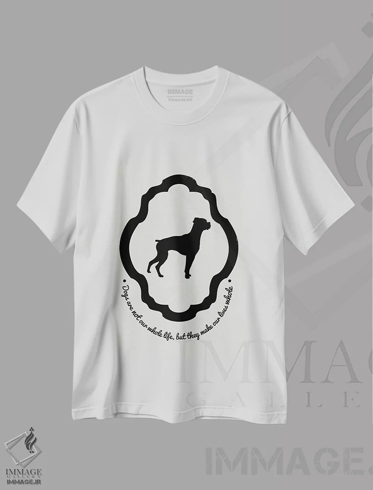 تیشرت سفید طرح دار بوکسر، هنر دیجیتال سیاه و سفید اثر فایو بای فایو کالکتیو | فروشگاه ایماژ