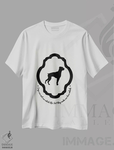 تیشرت سفید طرح دار بوکسر، هنر دیجیتال سیاه و سفید اثر فایو بای فایو کالکتیو | فروشگاه ایماژ