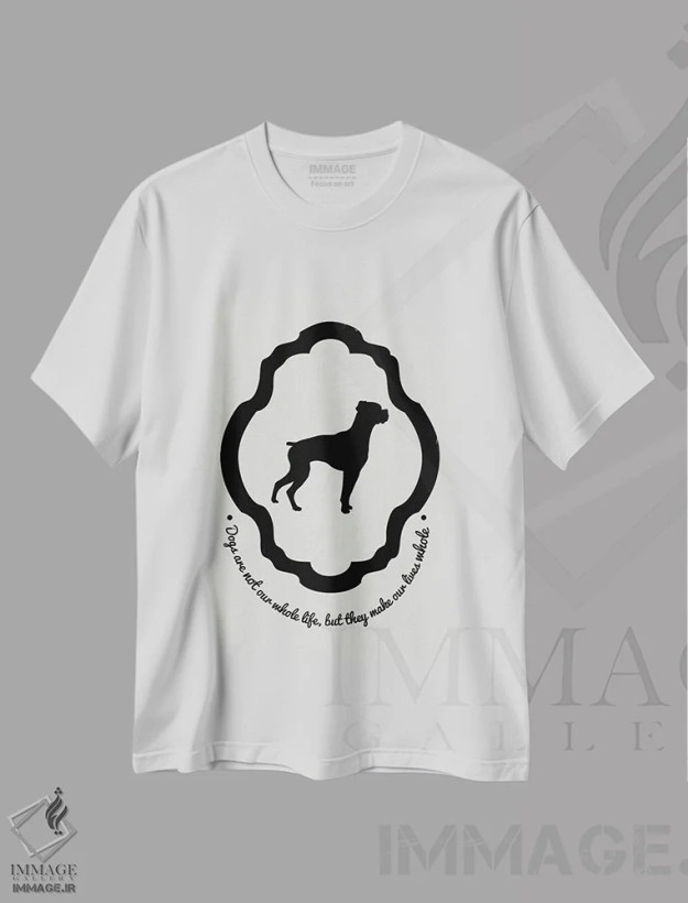 تیشرت سفید طرح دار بوکسر، هنر دیجیتال سیاه و سفید اثر فایو بای فایو کالکتیو | فروشگاه ایماژ