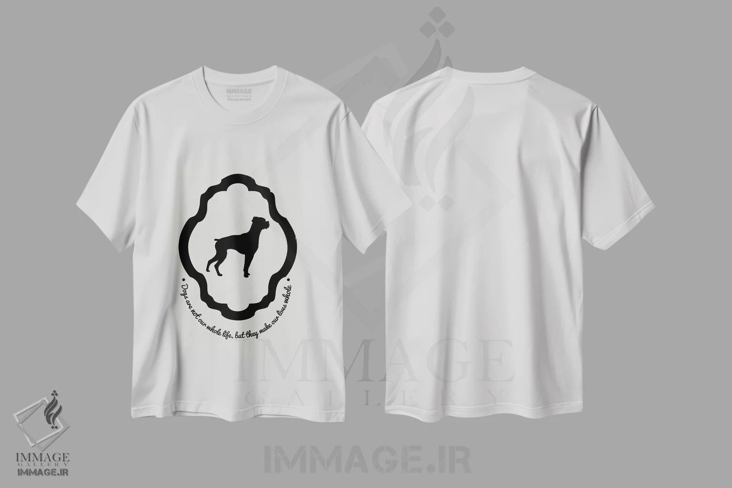 تیشرت سفید طرح دار بوکسر، هنر دیجیتال سیاه و سفید اثر فایو بای فایو کالکتیو | فروشگاه ایماژ
