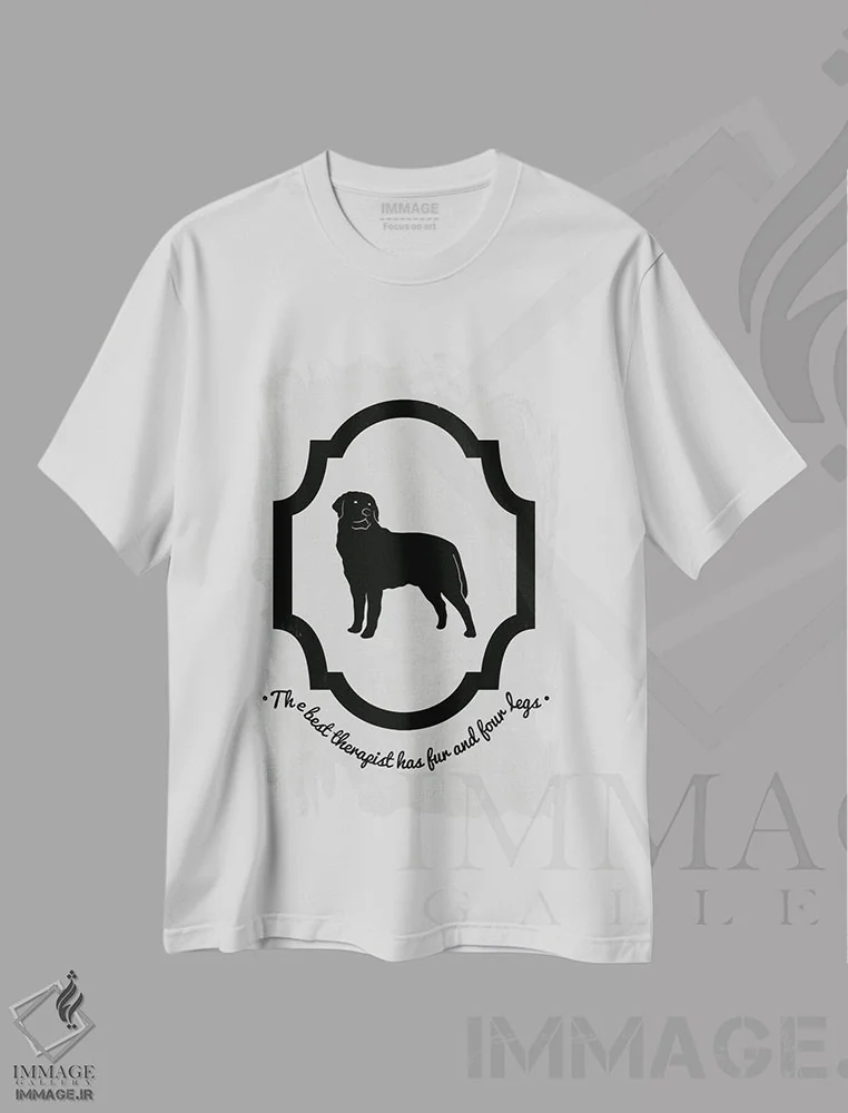 تیشرت سفید طرح دار رتوایلر، هنر دیجیتال سیاه و سفید اثر فایو بای فایو کالکتیو | فروشگاه ایماژ