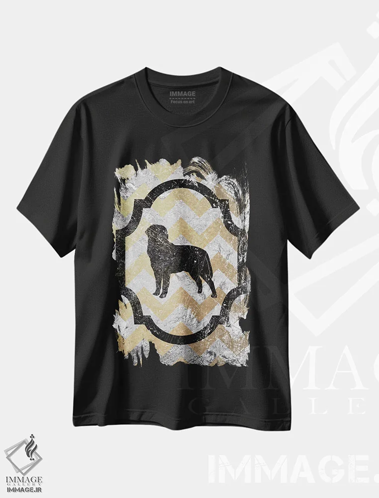 تیشرت مشکی طرح دار رتوایلر، هنر دیجیتال اثر فایو بای فایو کالکتیو | فروشگاه ایماژ