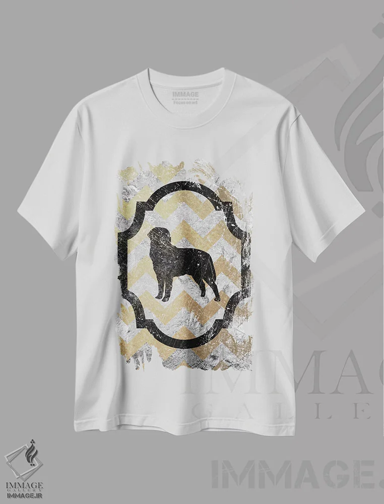 تیشرت سفید طرح دار رتوایلر، هنر دیجیتال اثر فایو بای فایو کالکتیو | immage.ir