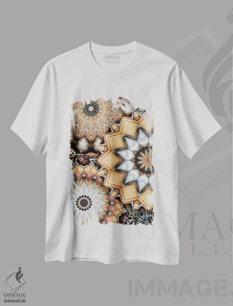 تیشرت سفید طرح دار ماندالای جنوب شهر، آبستره اثر لوان اوسترگارد | فروشگاه ایماژ