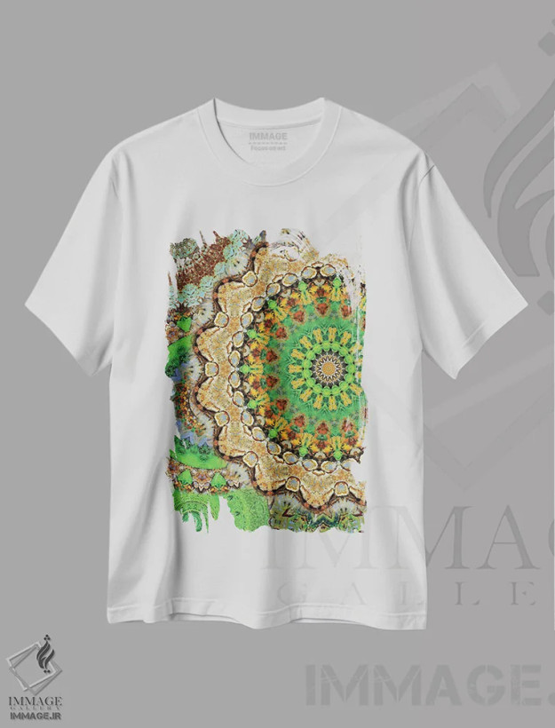 تیشرت سفید طرح دار ماندالای زلنا، آبستره اثر لوان اوسترگارد | فروشگاه ایماژ
