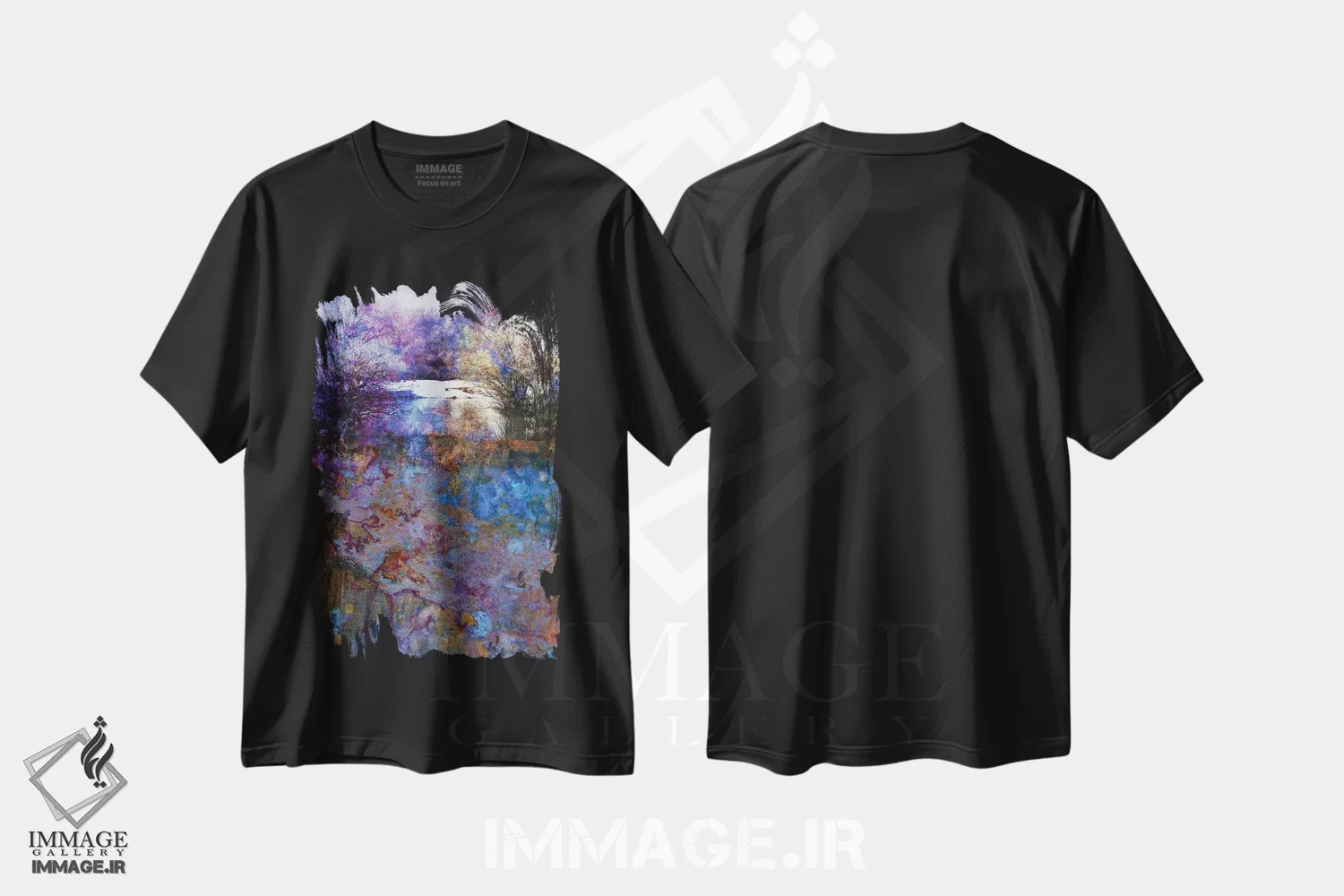تیشرت مشکی طرح دار رویاهای چشم انداز اثر لوان اوسترگارد | فروشگاه ایماژ