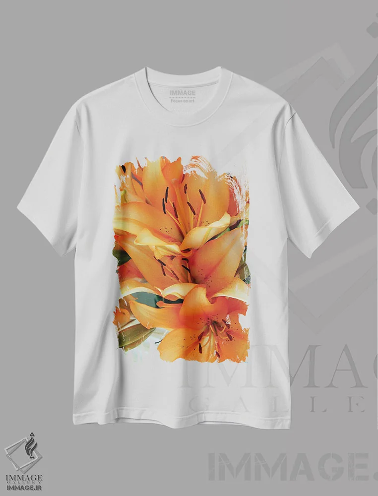 تیشرت سفید طرح دار لیلی های ببر، دکور معاصر اثر لوان اوسترگارد | فروشگاه ایماژ