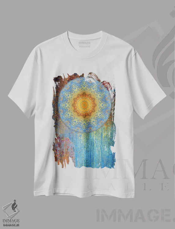 تیشرت سفید طرح دار آزوما ماندالا، آبستره اثر لوان اوسترگارد | immage.ir