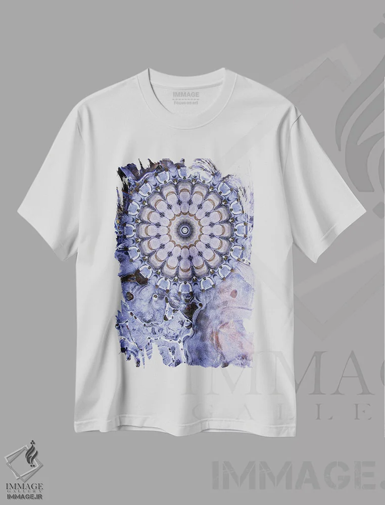 تیشرت سفید طرح دار ماندالای کالیکو، آبستره اثر لوان اوسترگارد | فروشگاه ایماژ