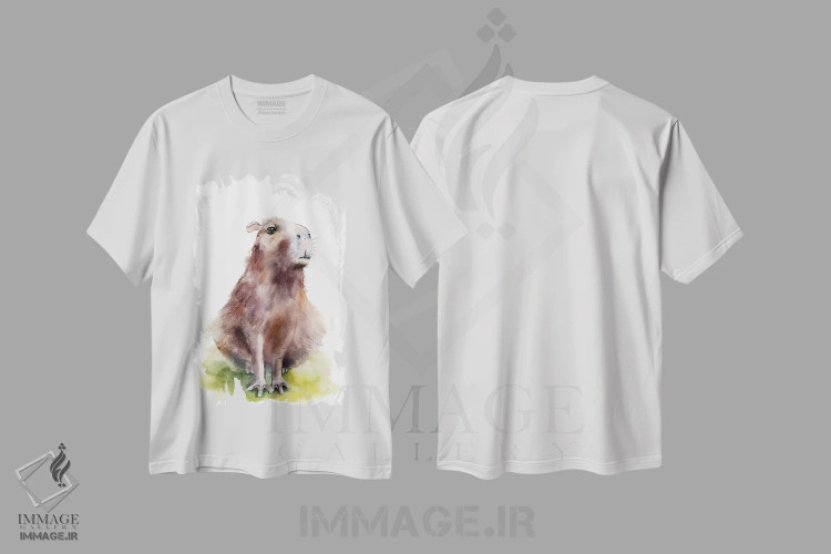 تیشرت سفید طرح دار کاپیبارا ۱، دکور معاصر اثر الگا چفرانوف | immage.ir