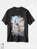 تیشرت مشکی طرح دار چشم انداز شهری باد ایشل، دکور معاصر اثر الگا چفرانوف | فروشگاه ایماژ