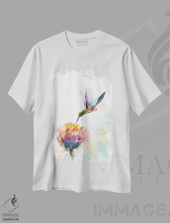 تیشرت سفید طرح دار مرغ مگس خوار، دکور معاصر اثر الگا چفرانوف | immage.ir