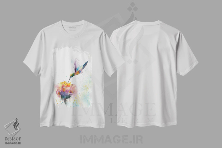 تیشرت سفید طرح دار مرغ مگس خوار، دکور معاصر اثر الگا چفرانوف | immage.ir