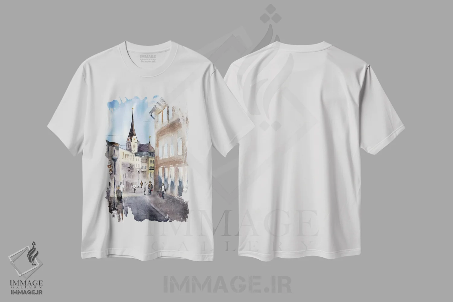 تیشرت سفید طرح دار چشم انداز شهری باد ایشل، دکور معاصر اثر الگا چفرانوف | immage.ir