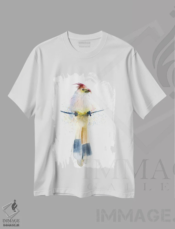 تیشرت سفید طرح دار پرنده گرمسیری، دکور معاصر اثر الگا چفرانوف | immage.ir