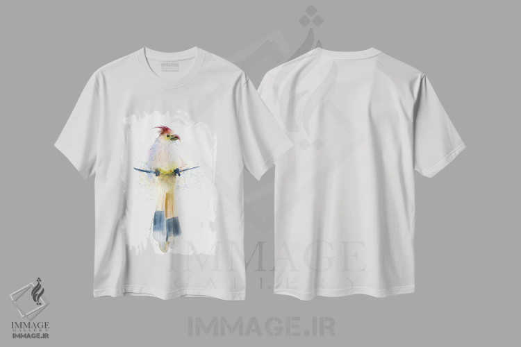تیشرت سفید طرح دار پرنده گرمسیری، دکور معاصر اثر الگا چفرانوف | immage.ir