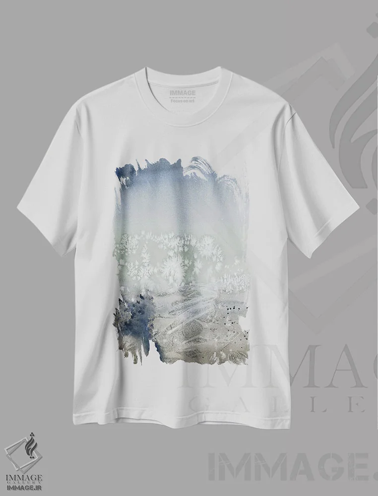 تیشرت سفید طرح دار منظره انتزاعی اثر الگا چفرانوف | immage.ir