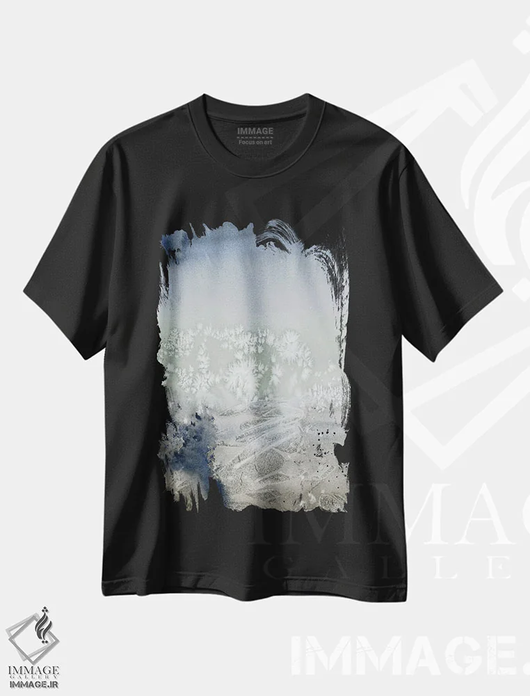 تیشرت مشکی طرح دار منظره انتزاعی اثر الگا چفرانوف | فروشگاه ایماژ