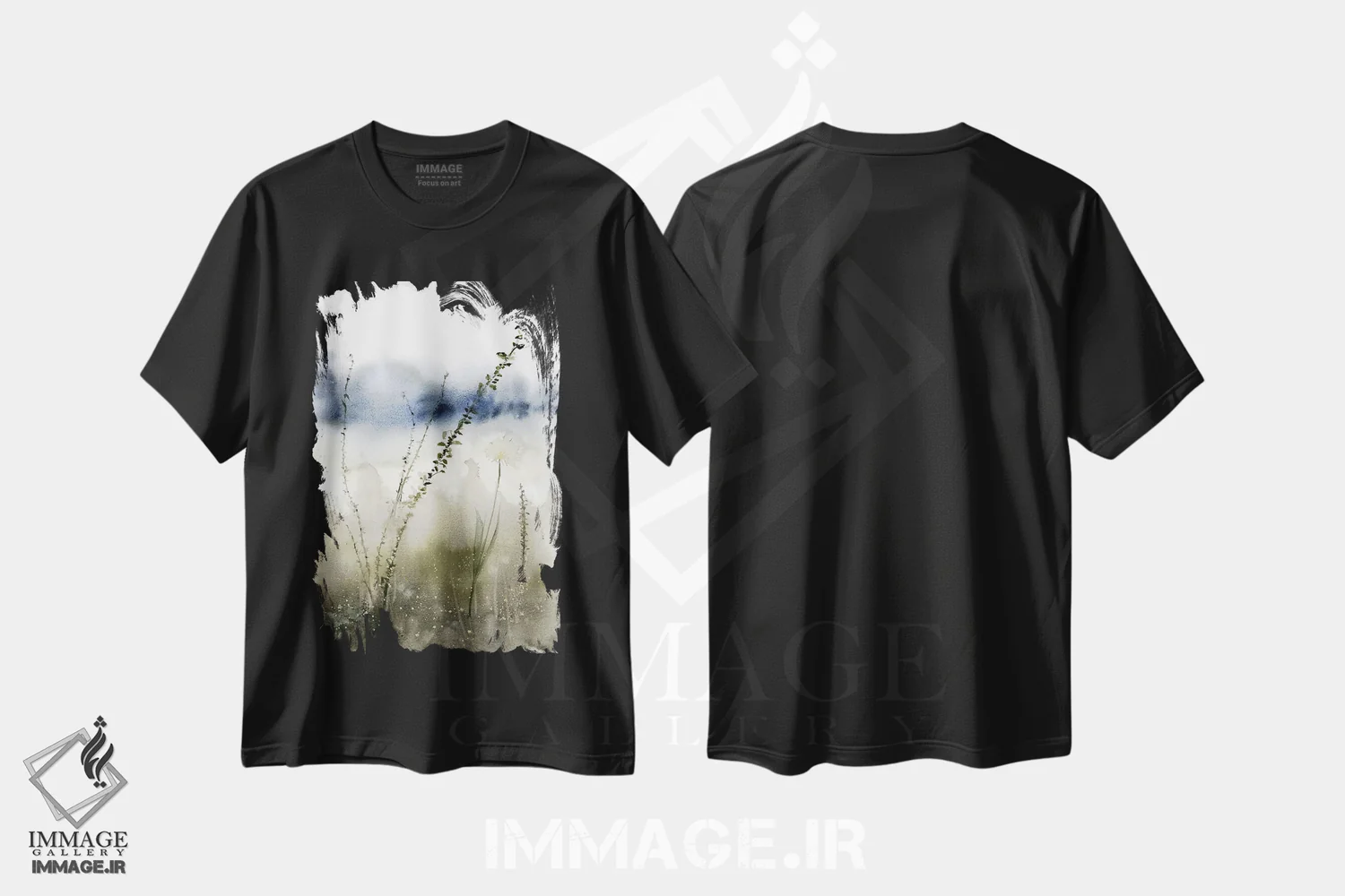 تیشرت مشکی طرح دار منظره انتزاعی ۴، مدیوم اثر الگا چفرانوف | فروشگاه ایماژ
