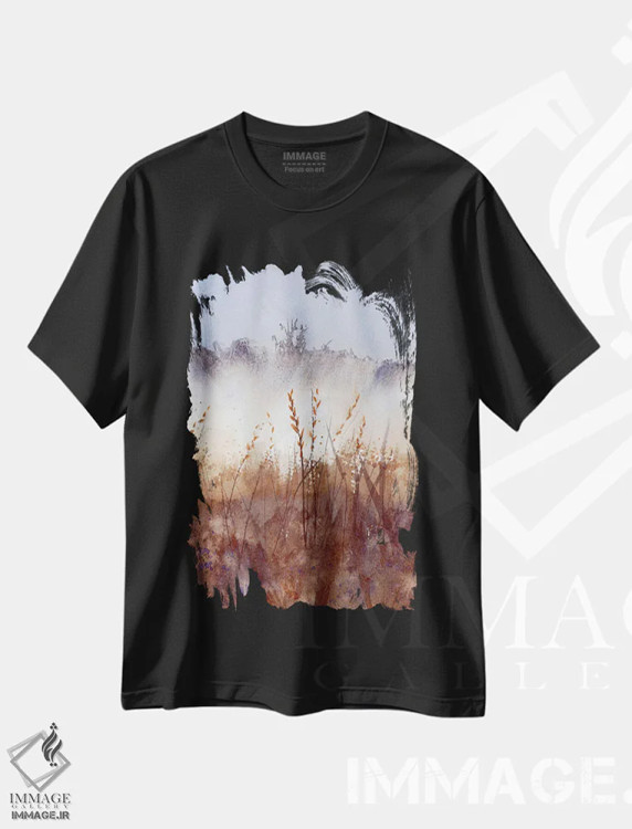 تیشرت مشکی طرح دار منظره مه آلود ۱، مدیوم اثر الگا چفرانوف | فروشگاه ایماژ
