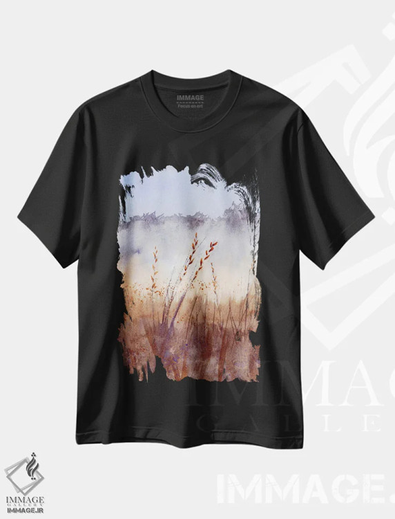 تیشرت مشکی طرح دار منظره مه آلود ۲، مدیوم اثر الگا چفرانوف | immage.ir