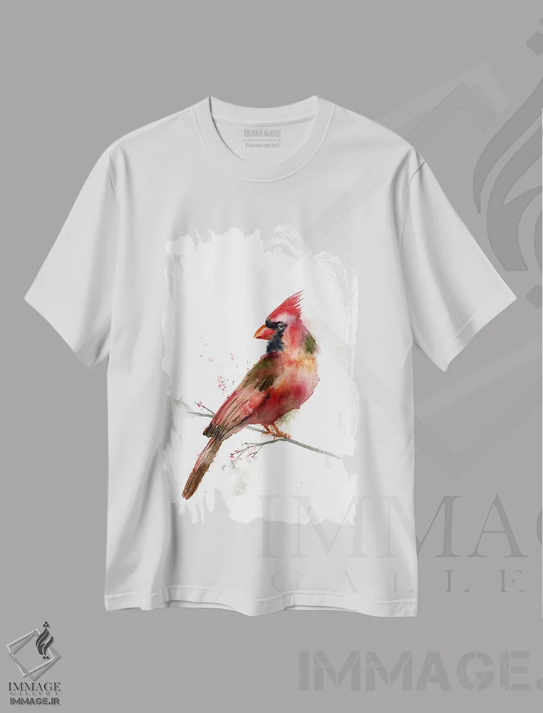 تیشرت سفید طرح دار کاردینال، دکور کلبه و لژ اثر الگا چفرانوف | فروشگاه ایماژ