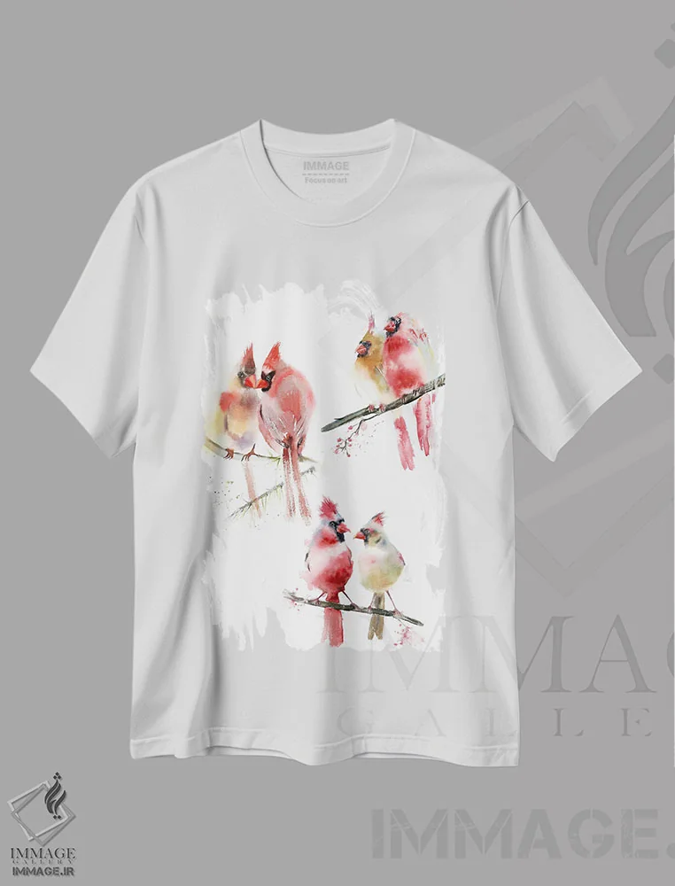 تیشرت سفید طرح دار کاردینال ها ۲، دکور کلبه و لژ اثر الگا چفرانوف | فروشگاه ایماژ