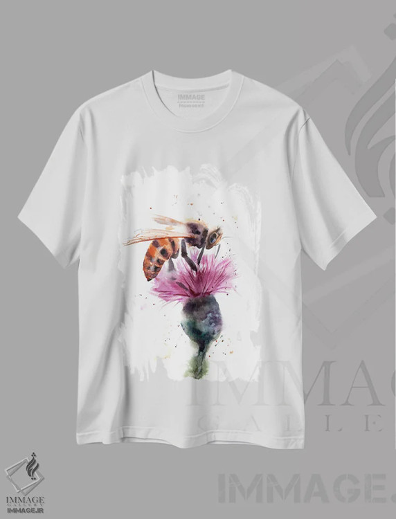 تیشرت سفید طرح دار زنبور، دکور معاصر اثر الگا چفرانوف | فروشگاه ایماژ