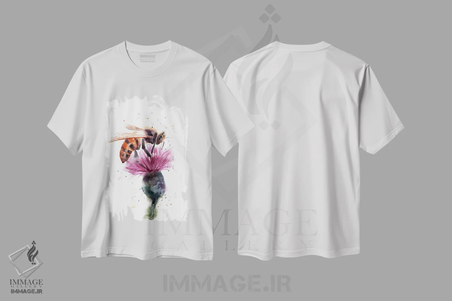 تیشرت سفید طرح دار زنبور، دکور معاصر اثر الگا چفرانوف | فروشگاه ایماژ