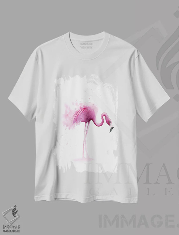 تیشرت سفید طرح دار ۴ فلامینگو ۱، دکور معاصر اثر الگا چفرانوف | فروشگاه ایماژ