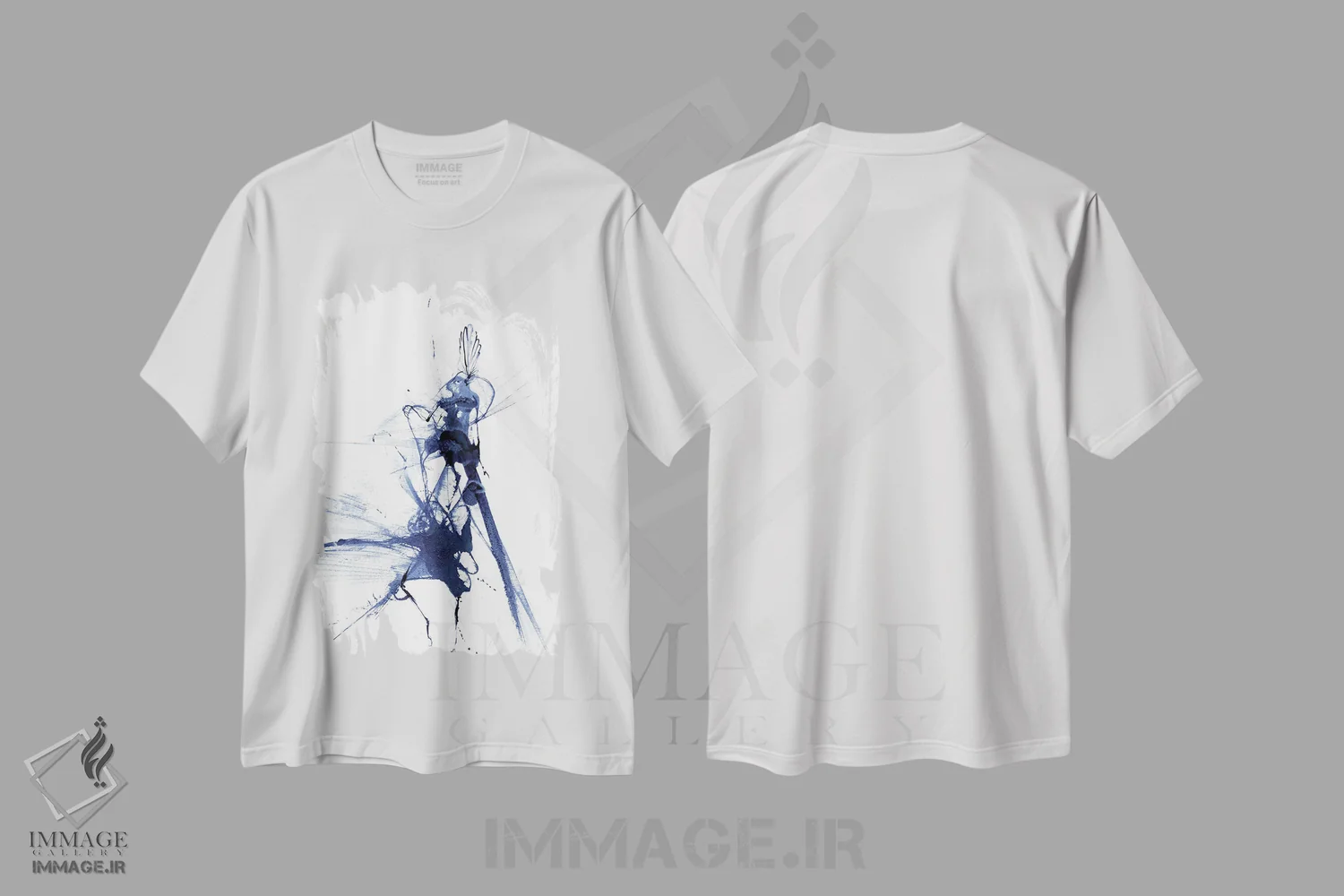 تیشرت سفید طرح دار انتزاعی ها اثر الگا چفرانوف | فروشگاه ایماژ