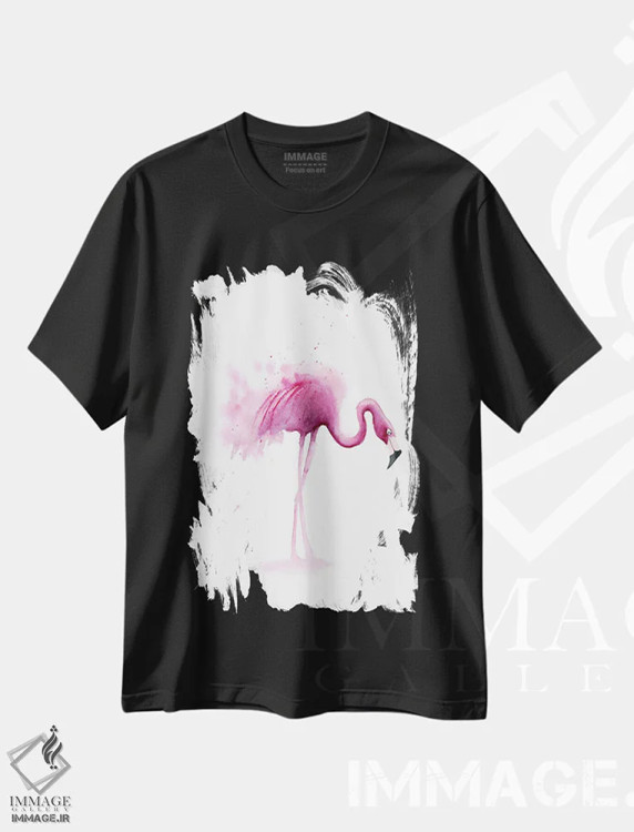 تیشرت مشکی طرح دار ۴ فلامینگو ۱، دکور معاصر اثر الگا چفرانوف | immage.ir