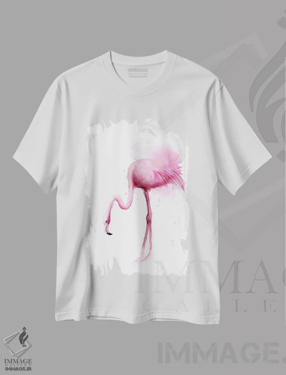 تیشرت سفید طرح دار ۴ فلامینگو ۲، دکور معاصر اثر الگا چفرانوف | immage.ir